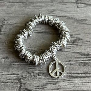 Silver Peace Sign Bracelet